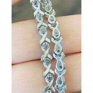 SL 925 sterling silver rough genuine diamond tennis bracelet